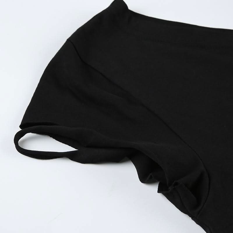 One shoulder "3" pattern crop top