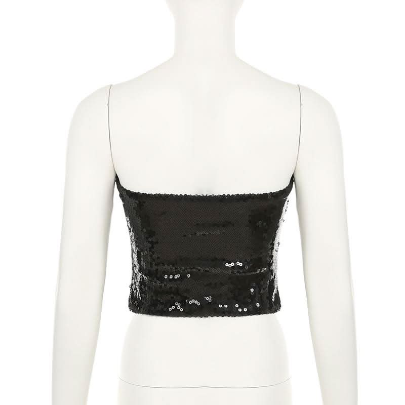 Glitter backless solid tube top
