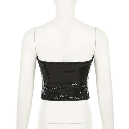 Glitter backless solid tube top