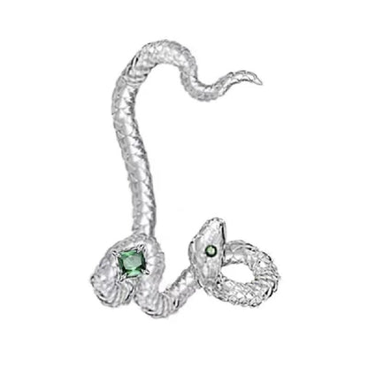 Green rhinestone snake shaped earring