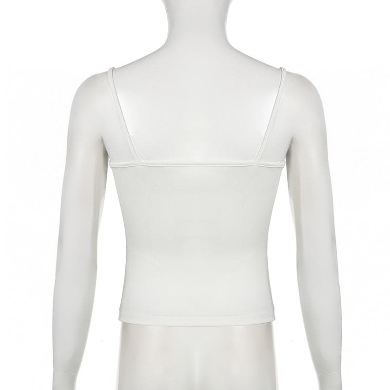 Lace hem bowknot pattern solid cami top