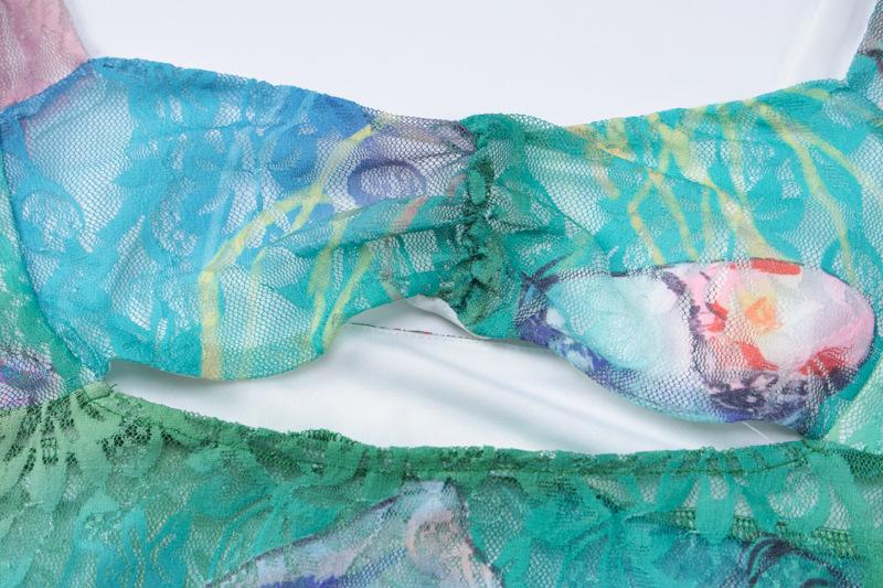 Hollow out butterfly pattern lace tie dye cut out maxi dress