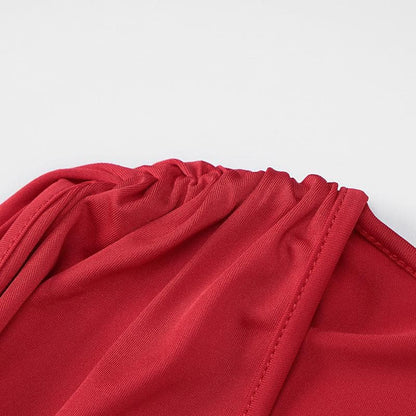 Deep V neck ruched solid mini dress