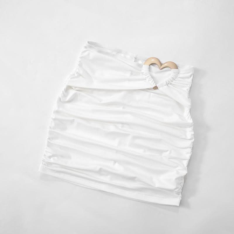 Halter hollow out sweetheart ring mini skirt set