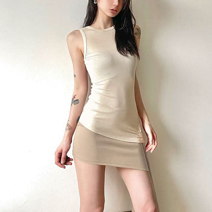 Irregular A line solid mini skirt