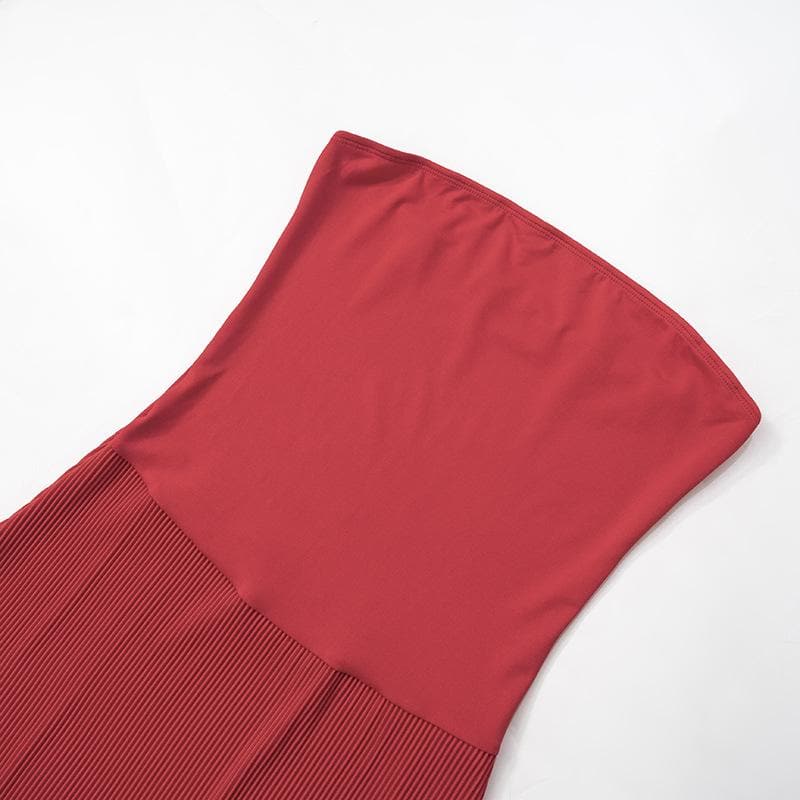 Ribbed backless tube maxi dress