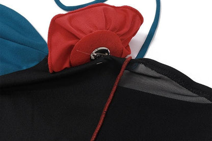 Flower applique patchwork irregular halter stitch crop top