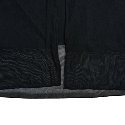 Patchwork lace mesh long sleeve zip-up slit solid maxi dress