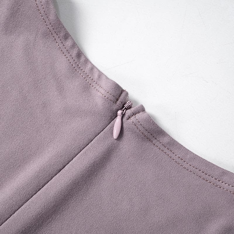 Short sleeve square neck zip-up solid jumpsuit