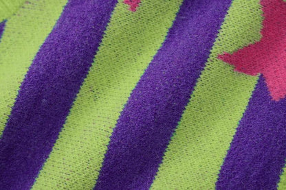 Cap sleeve contrast striped star pattern top