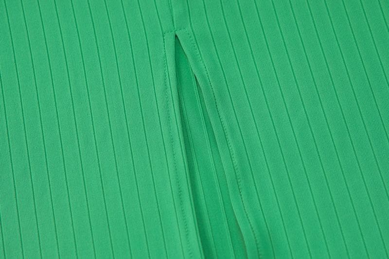 Rib Knit Scoop Neck Double Strap Contrast Trim Hollow Out Midi Dress