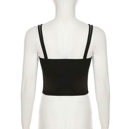 V neck mesh patchwork cami top