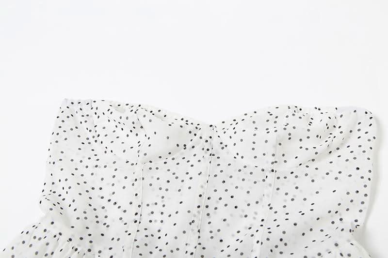 Sweetheart neck polka dot ruffle mini dress