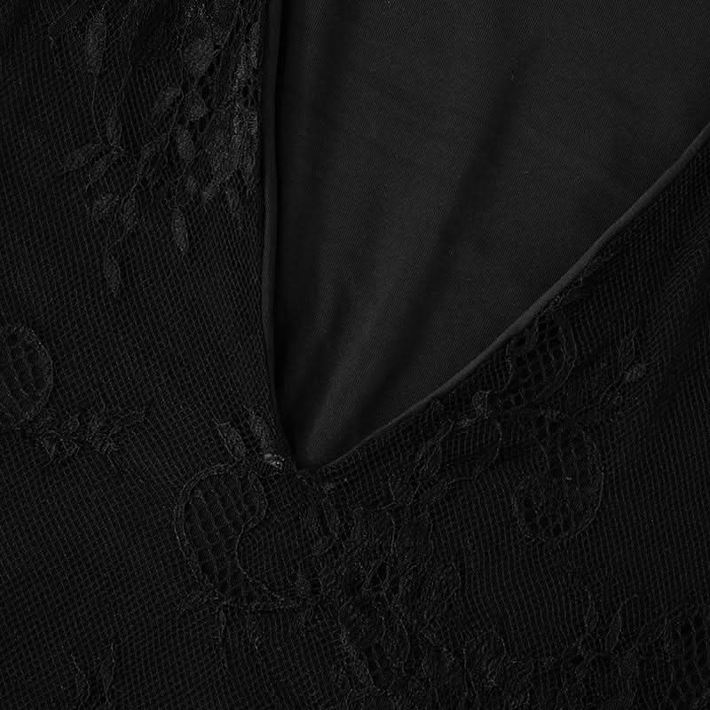 Long sleeve v neck lace maxi dress