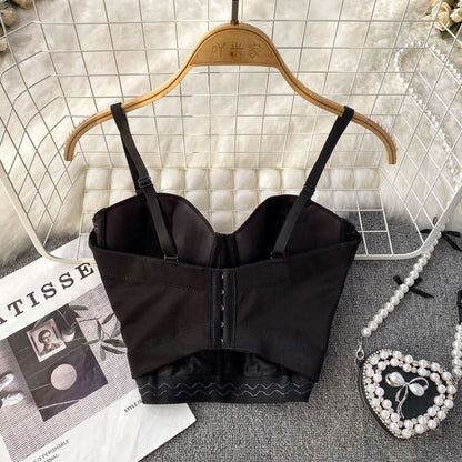 Button beaded v neck padded cami top