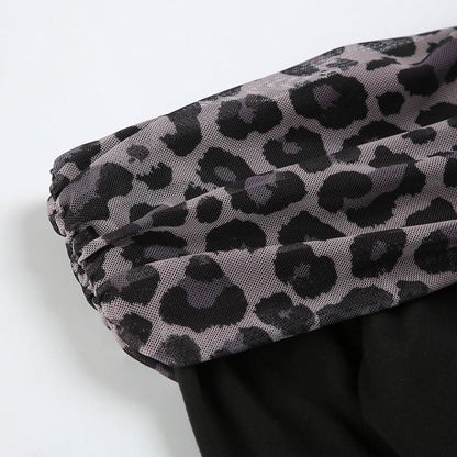 Off shoulder long sleeve leopard print mini dress