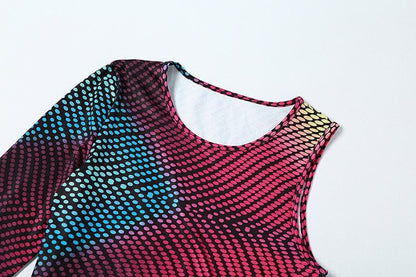 One Shoulder Drawstring Ruched Geometric Print Mini Dress