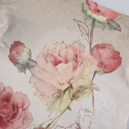 Long sleeve one shoulder flower print gradient top