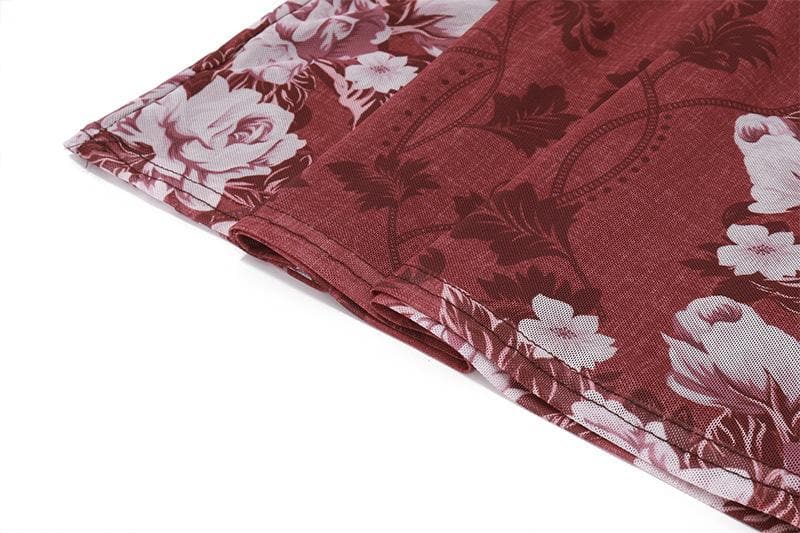 Placed Floral V Neck Spaghetti Strap Maxi Dress