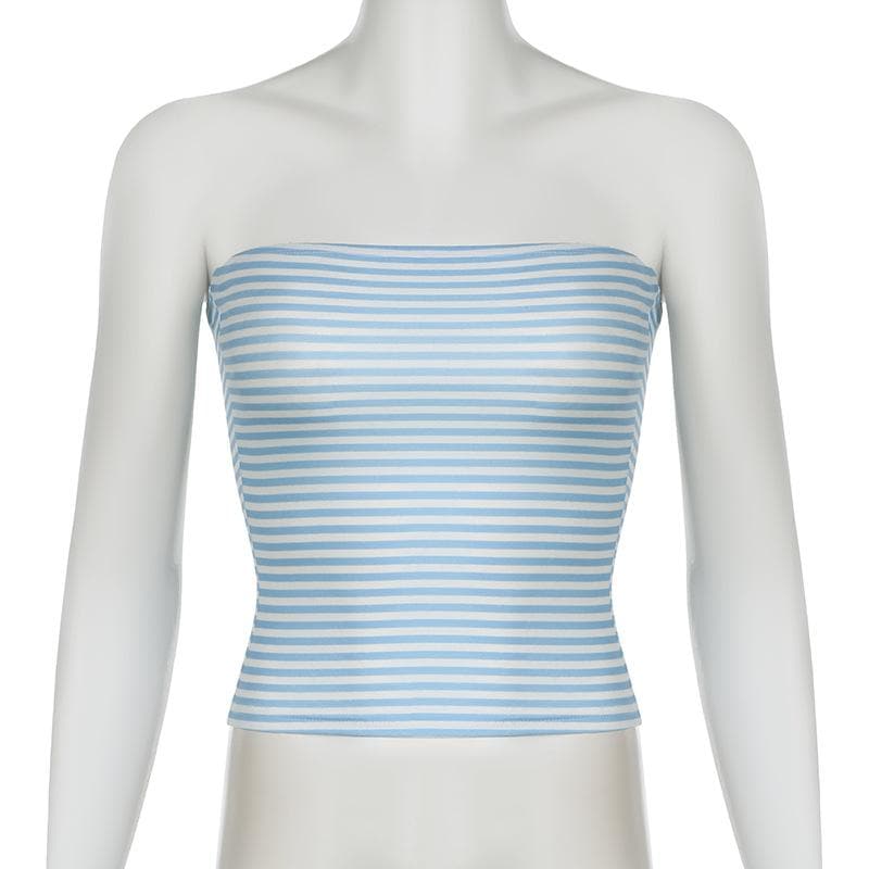 Striped print backless tube top