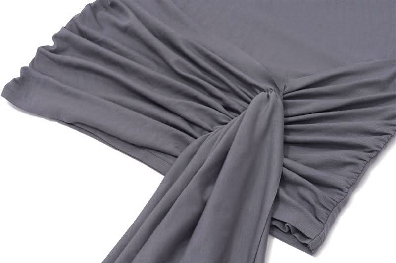 Turnover collar long sleeve button ruched mini dress