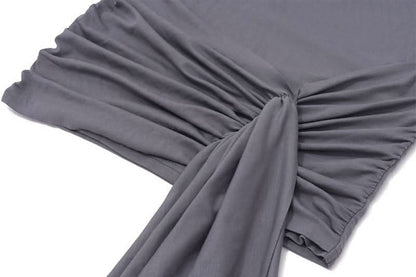Turnover collar long sleeve button ruched mini dress