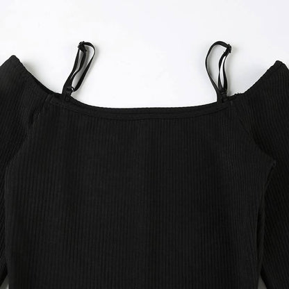 Off shoulder long sleeve solid romper