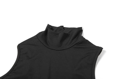 Sleeveless high neck button backless romper