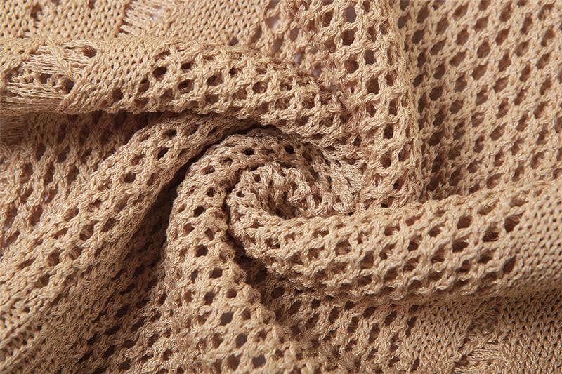 Crochet solid sleeveless see through round neck maxi dress-final-sale