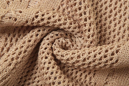 Crochet solid sleeveless see through round neck maxi dress-final-sale