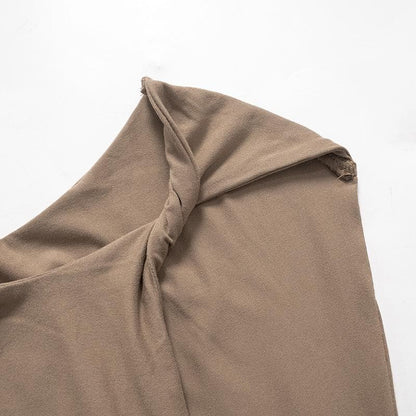 Short sleeve irregular ruched solid top