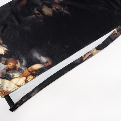Renaissance Art Print Strapless Corset High Slit Maxi Dress