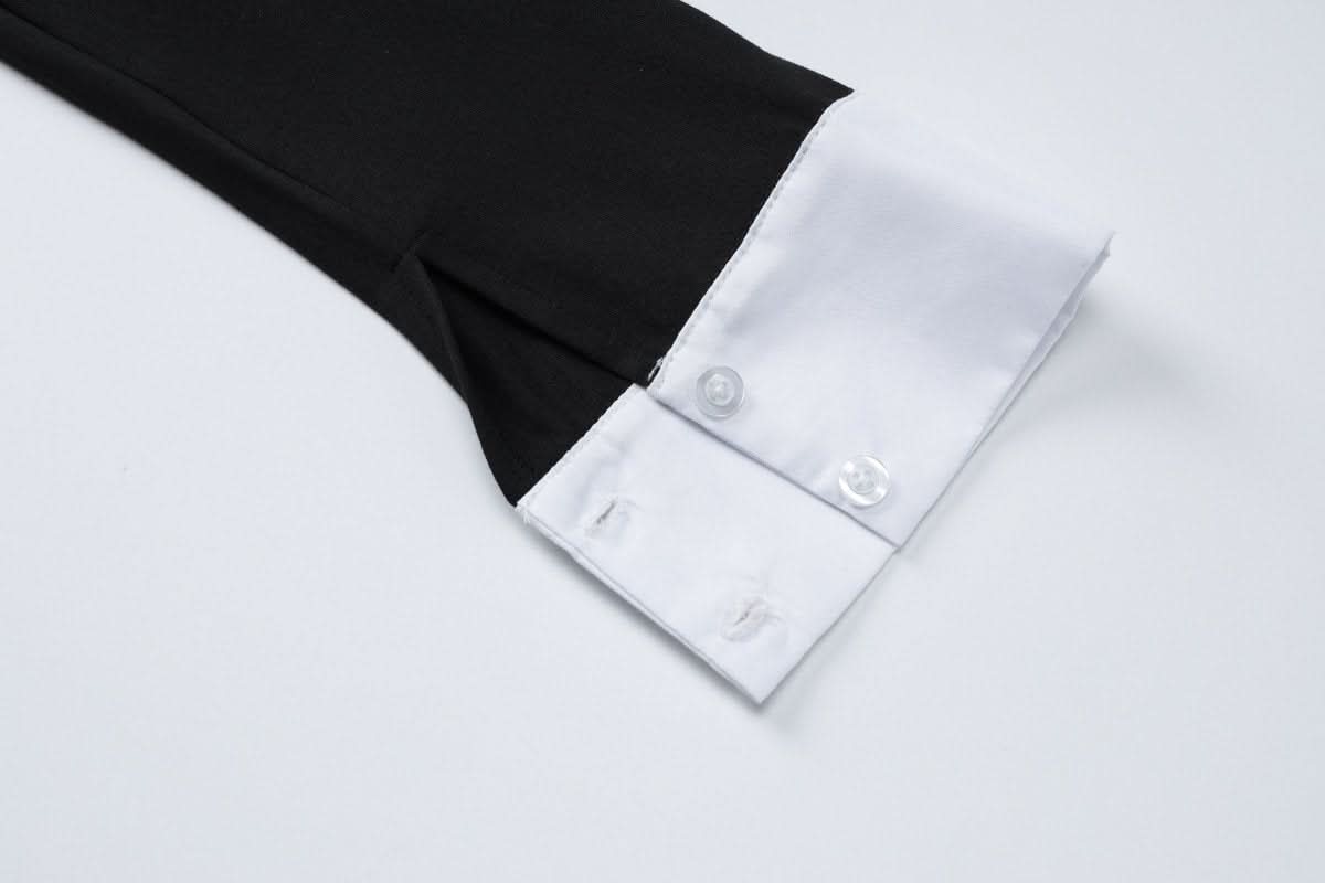 Turnover collar long sleeve zip-up button bodysuit
