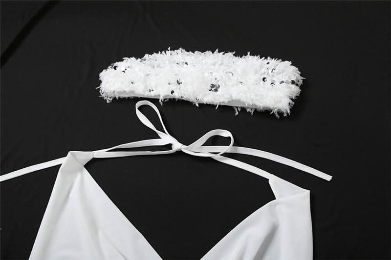 Halter glitter mesh 2 piece top