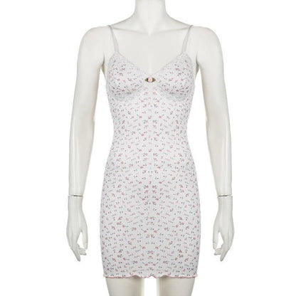 Textured print flower applique ruffle cami mini dress