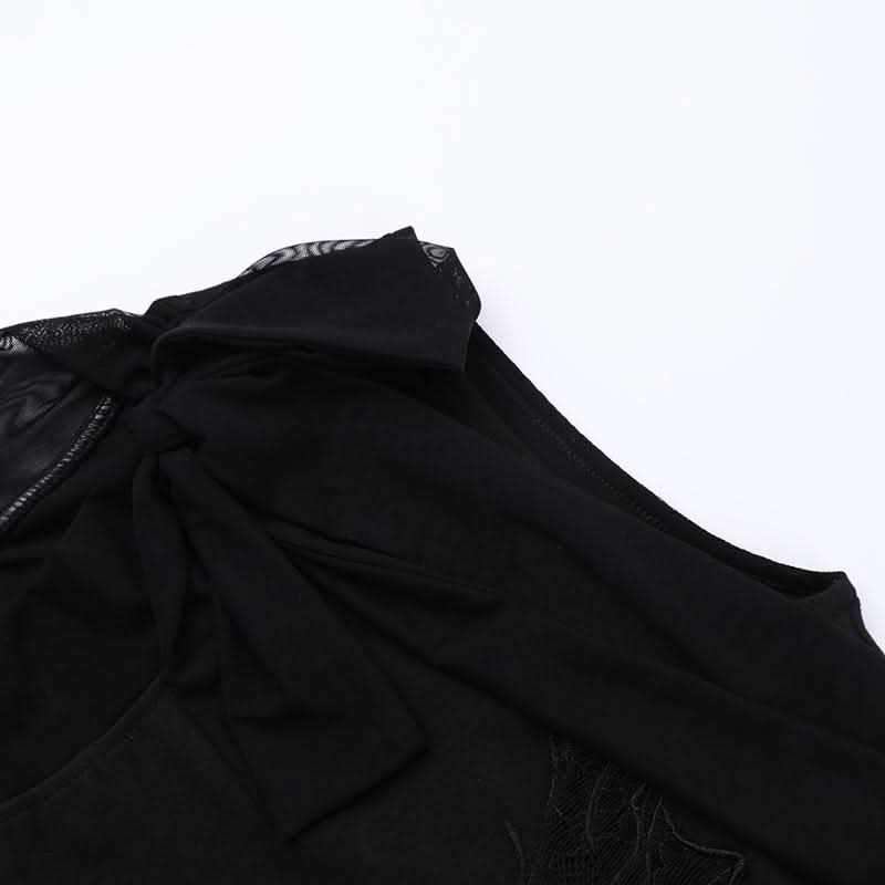 Butterfly embroidery sleeveless mesh knotted top