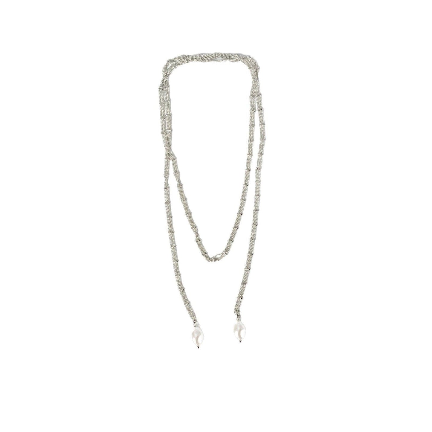 Layered faux pearl pendant choker necklace