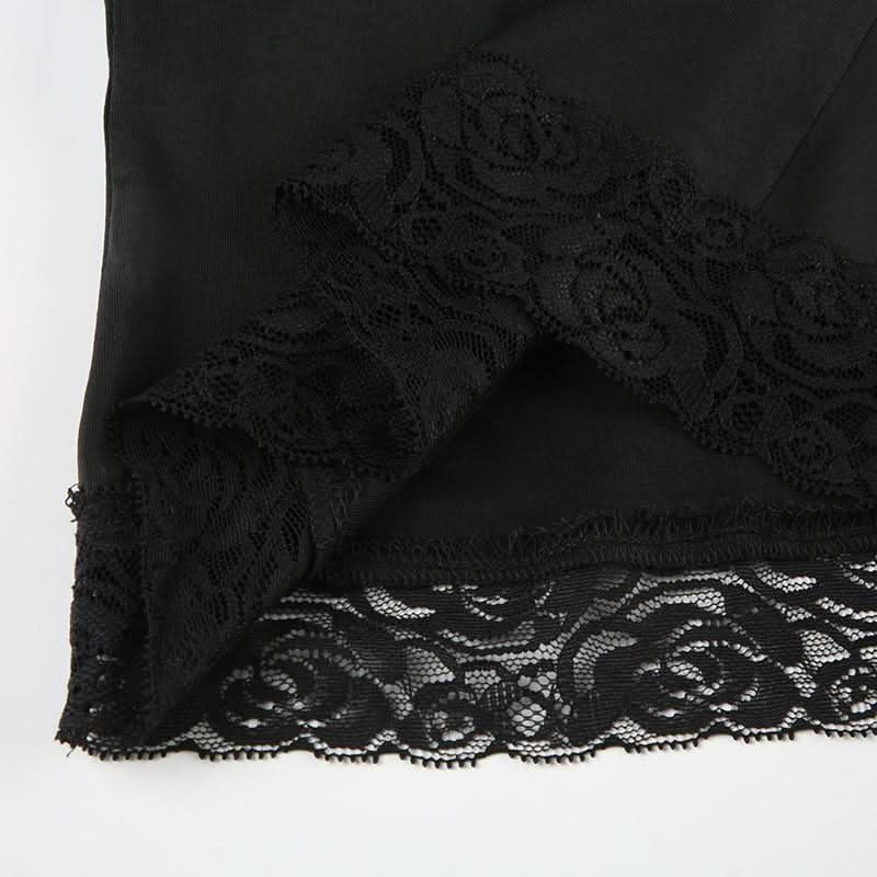 Beaded v neck lace hem backless cami top