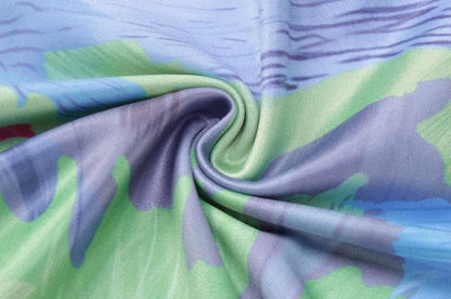 Feather crewneck contrast print long sleeve mini dress-final-sale