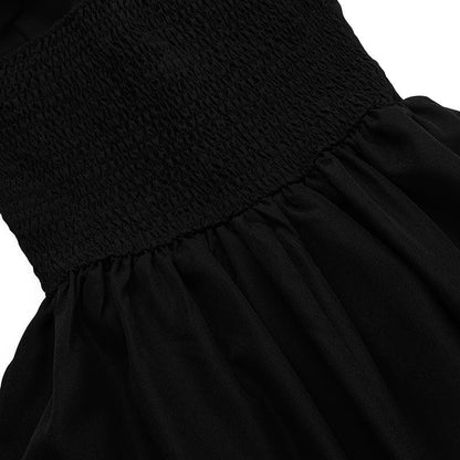 Buckle smocked sweetheart neck tube midi dress