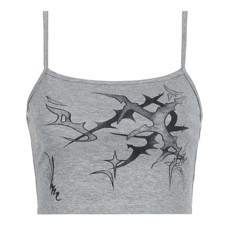U neck print backless contrast cami top