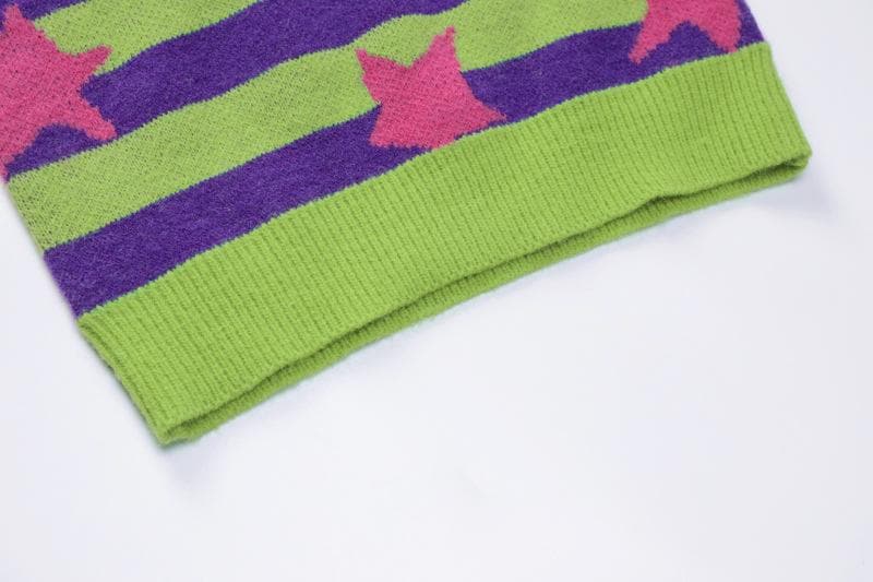 Cap sleeve contrast striped star pattern top