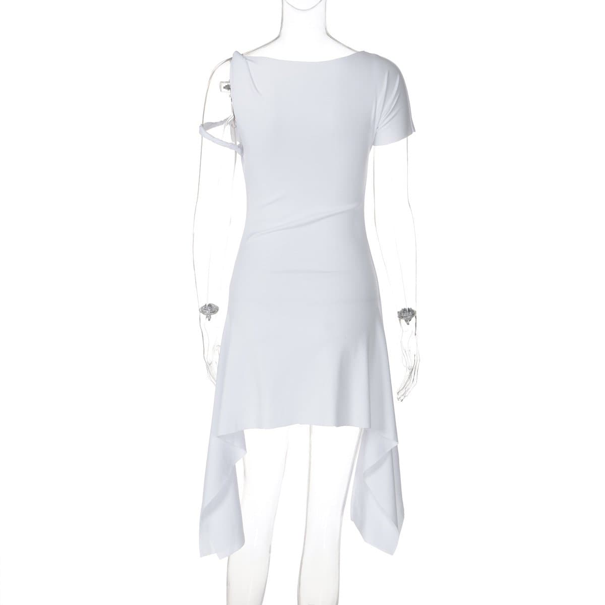 Off shoulder solid ruffle mini dress