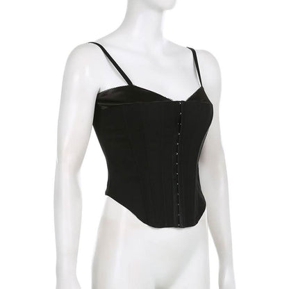 Sweetheart neck corset button cami top