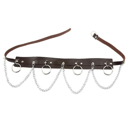 PU leather o ring metal chain belt