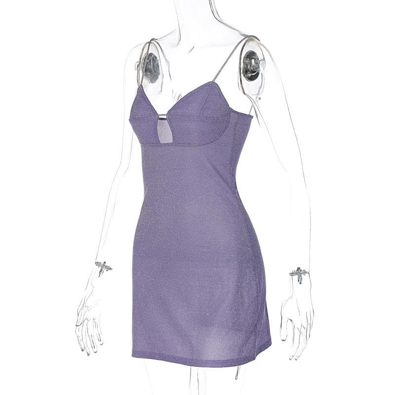 Sweetheart Hollow Out Bustier Glitter Knit Bodycon Mini Dress