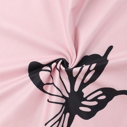 Lace hem butterfly print slit cami mini dress