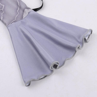 Long flared sleeve off shoulder cross print lace cami maxi dress