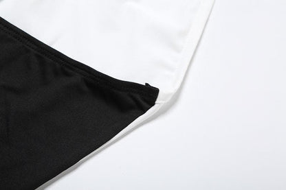 Halter deep v neck high slit patchwork midi dress