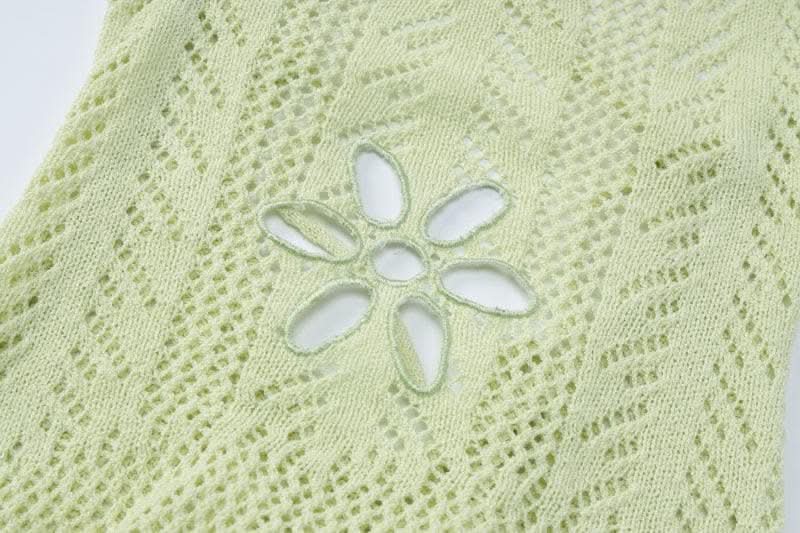 Knitted cross back see through cami maxi dress-final-sale